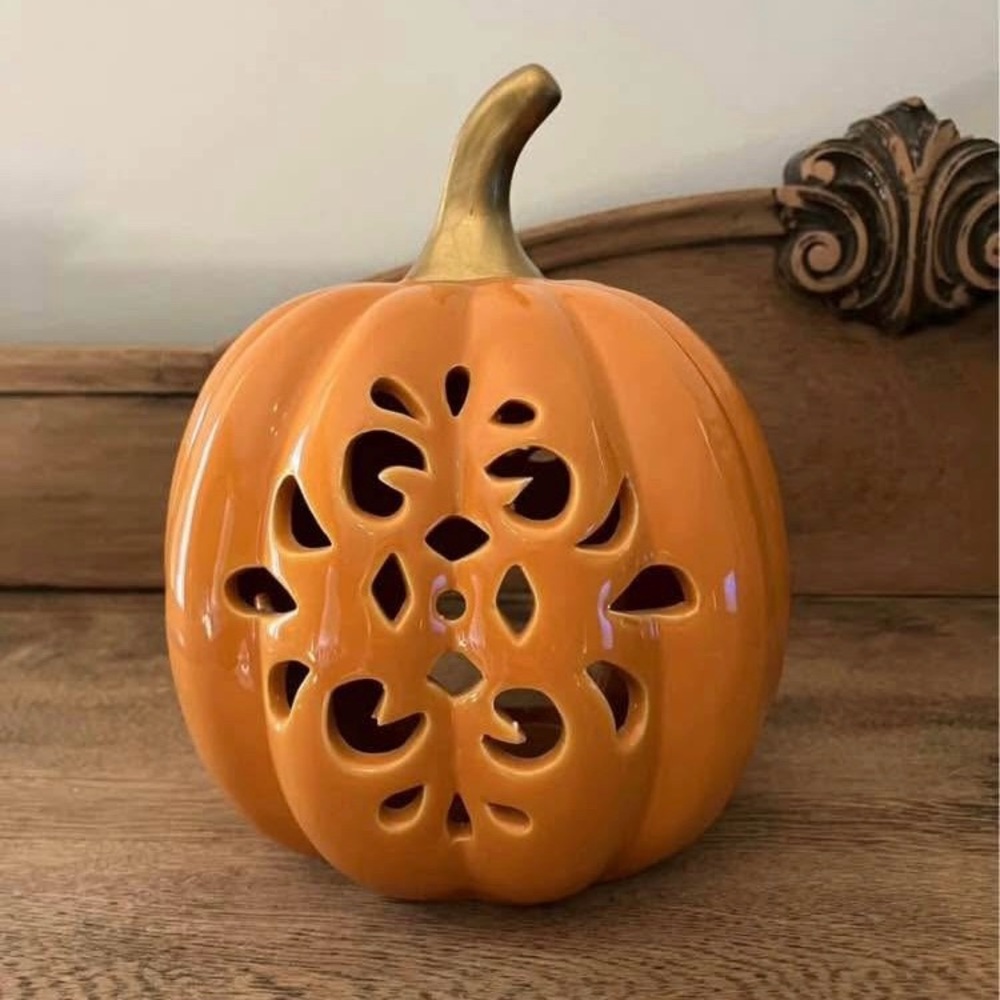 Fall Pumpkin Decor Tea Light -
8" high 7" diameter - Picture 1 of 2